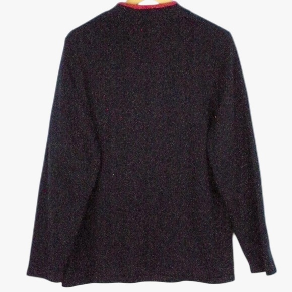 Carroll Reed Black With Red & White Snowflake Pattern Full Zip Sweater L - Picture 4 of 6